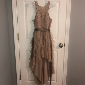 Tan High Low homecoming dress